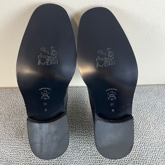Mercanti Fiorentini Monk Strap Slip On Black Leather Dress Shoes Men's Size 12 - Picture 9 of 11